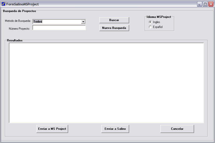 Desktop app FormSalinoMSProject startup