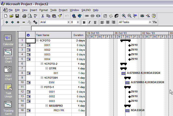 MS Project with custom SALINO menu