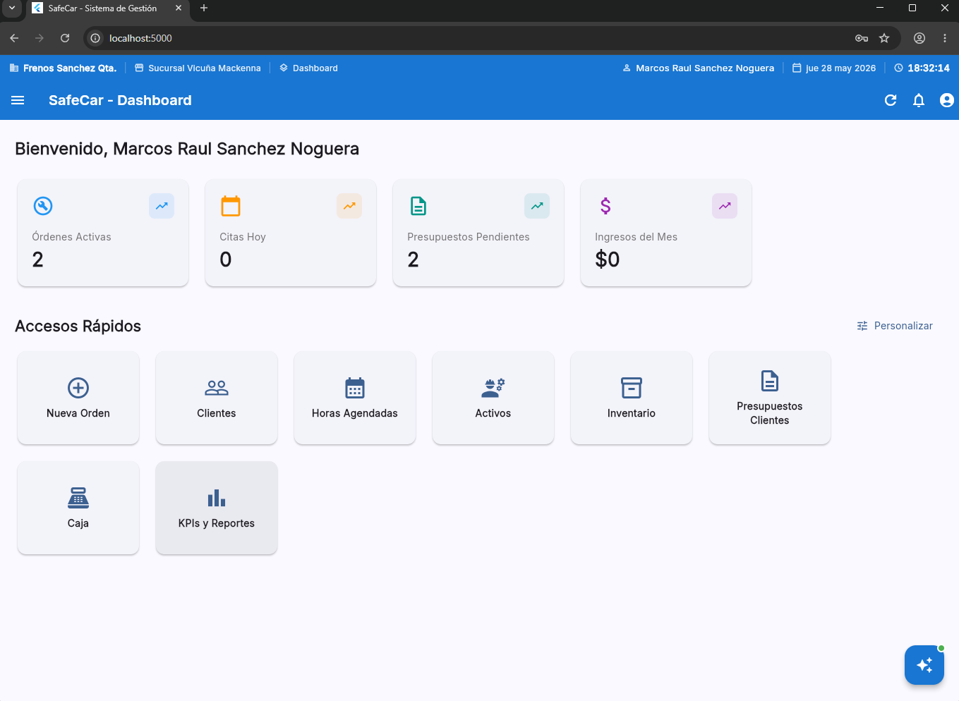 SafeCar dashboard